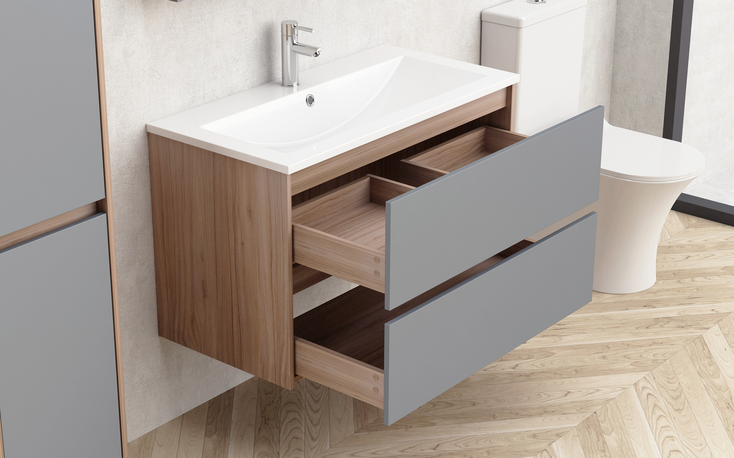 PVC bathroom cabinet with sink ICP9055MG, grey  2